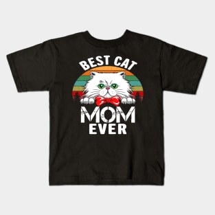 Vintage Best Cat Mom Ever Kids T-Shirt